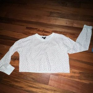 Cropped long sleeve shirt with roses